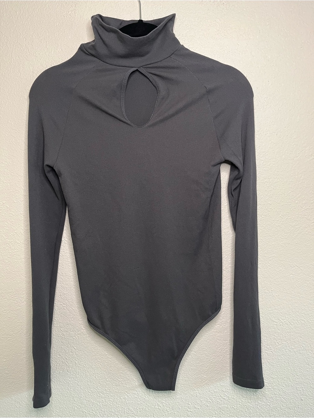 Free People Bodycon Women's Charcoal Gray Long Sleeve Turtleneck Bodysuit M/L